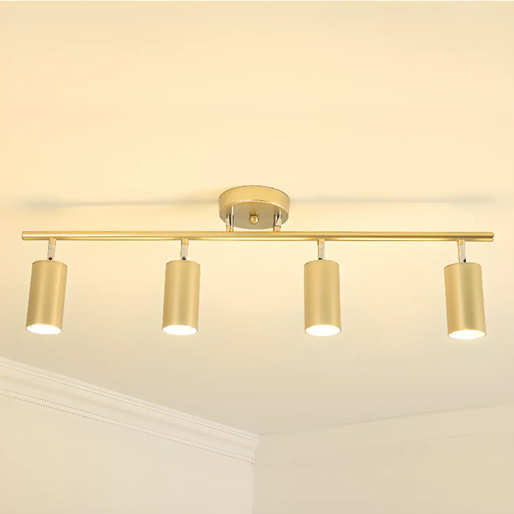 Luminaire sur rail métallique cylindrique semi-encastré moderne