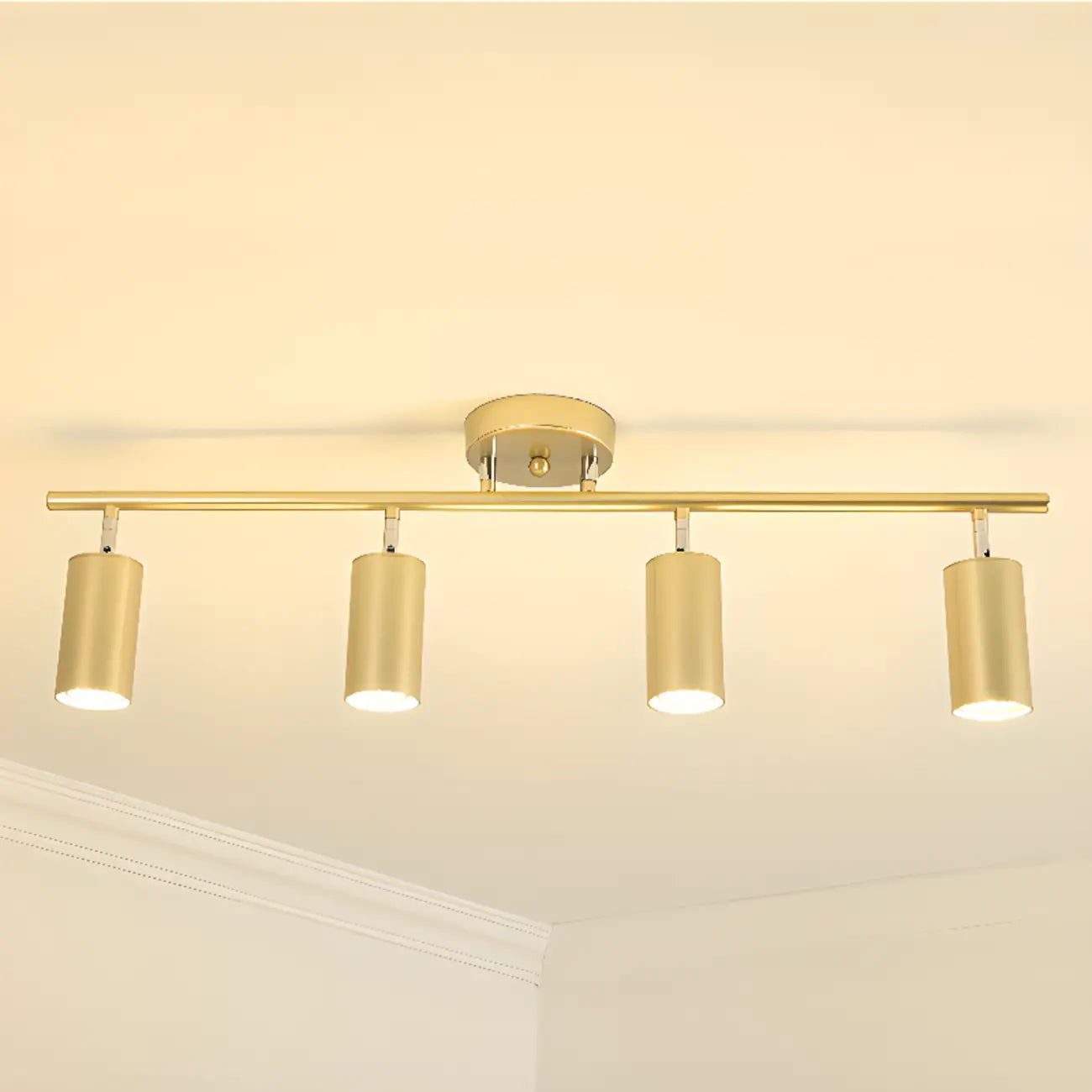 Luminaire sur rail métallique cylindrique semi-encastré moderne