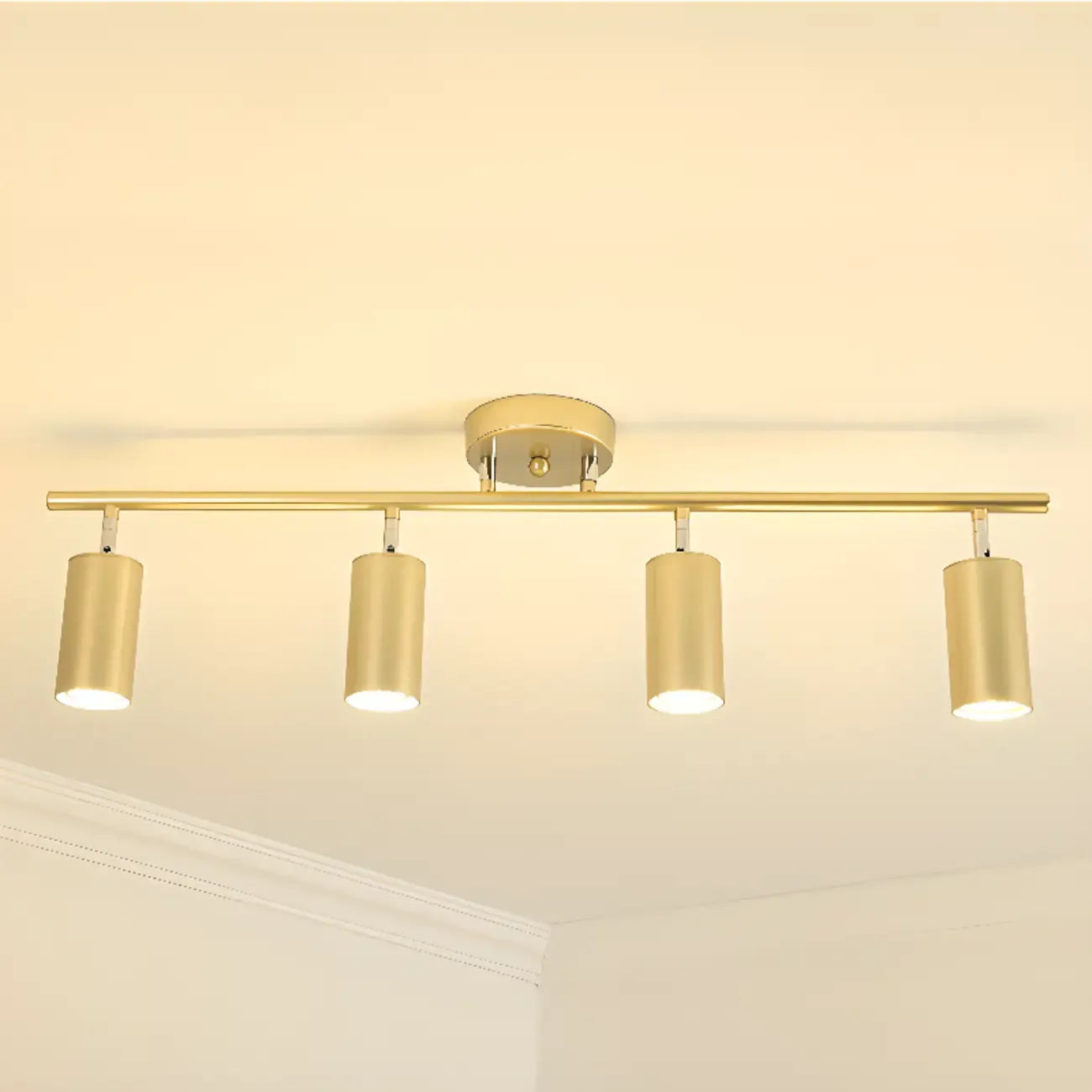Luminaire sur rail métallique cylindrique semi-encastré moderne