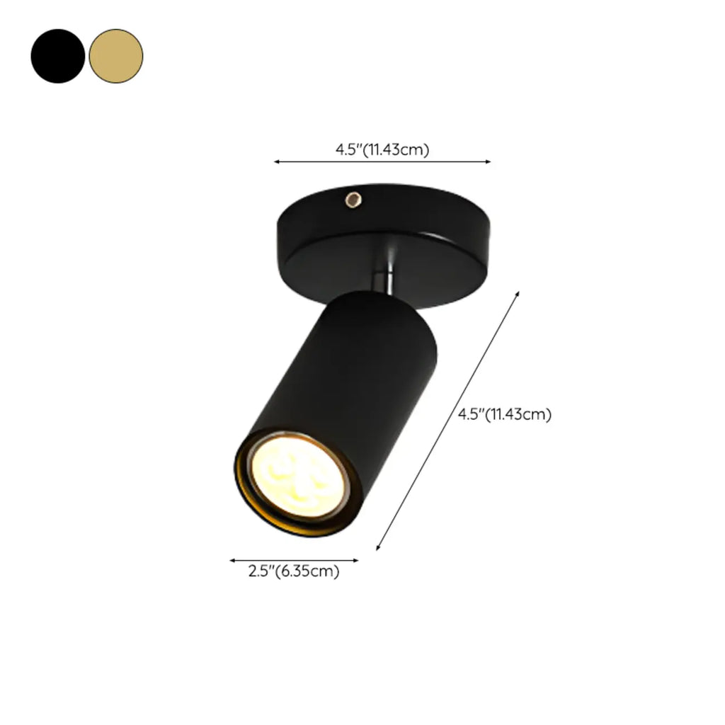 Luminaire sur rail métallique cylindrique semi-encastré moderne