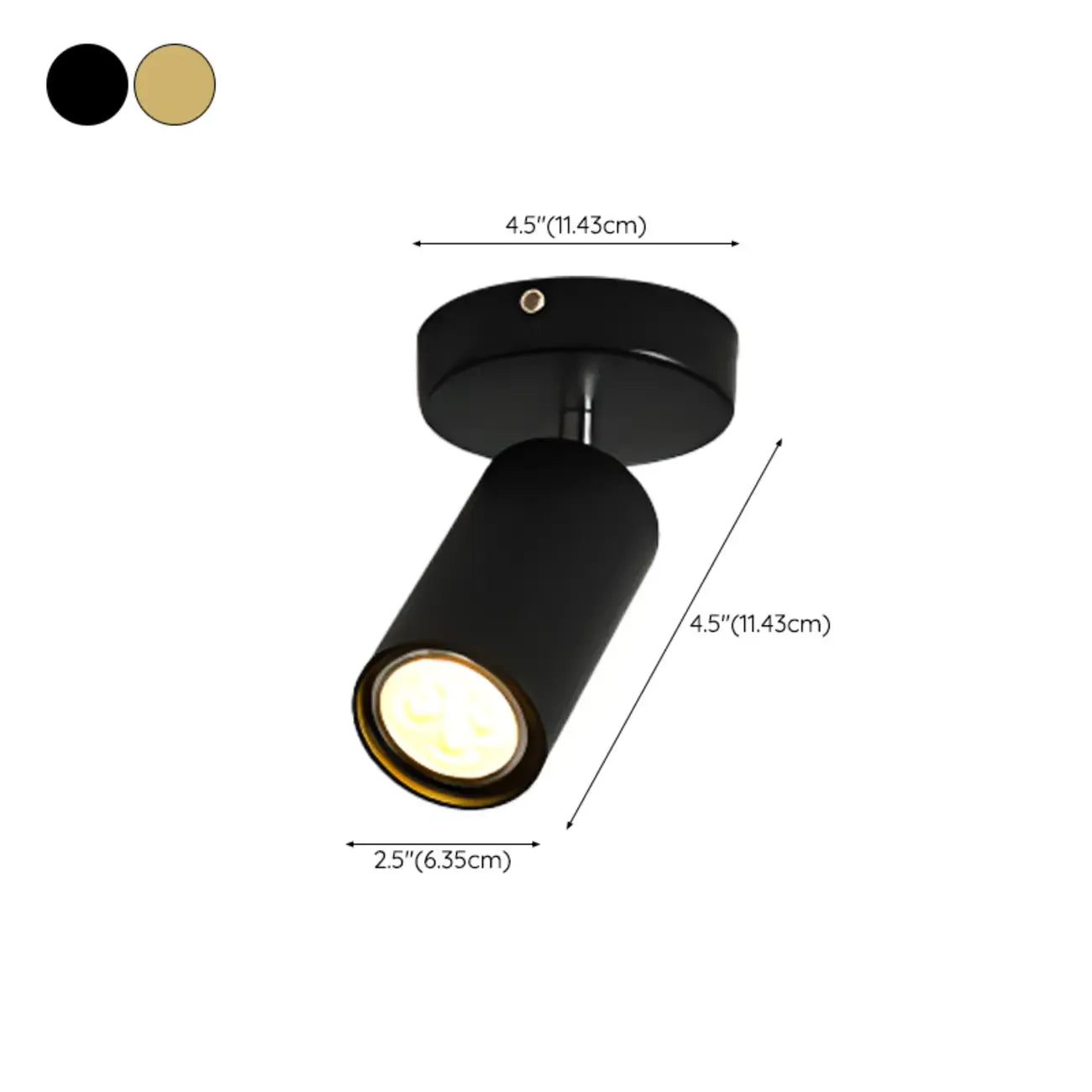 Luminaire sur rail métallique cylindrique semi-encastré moderne