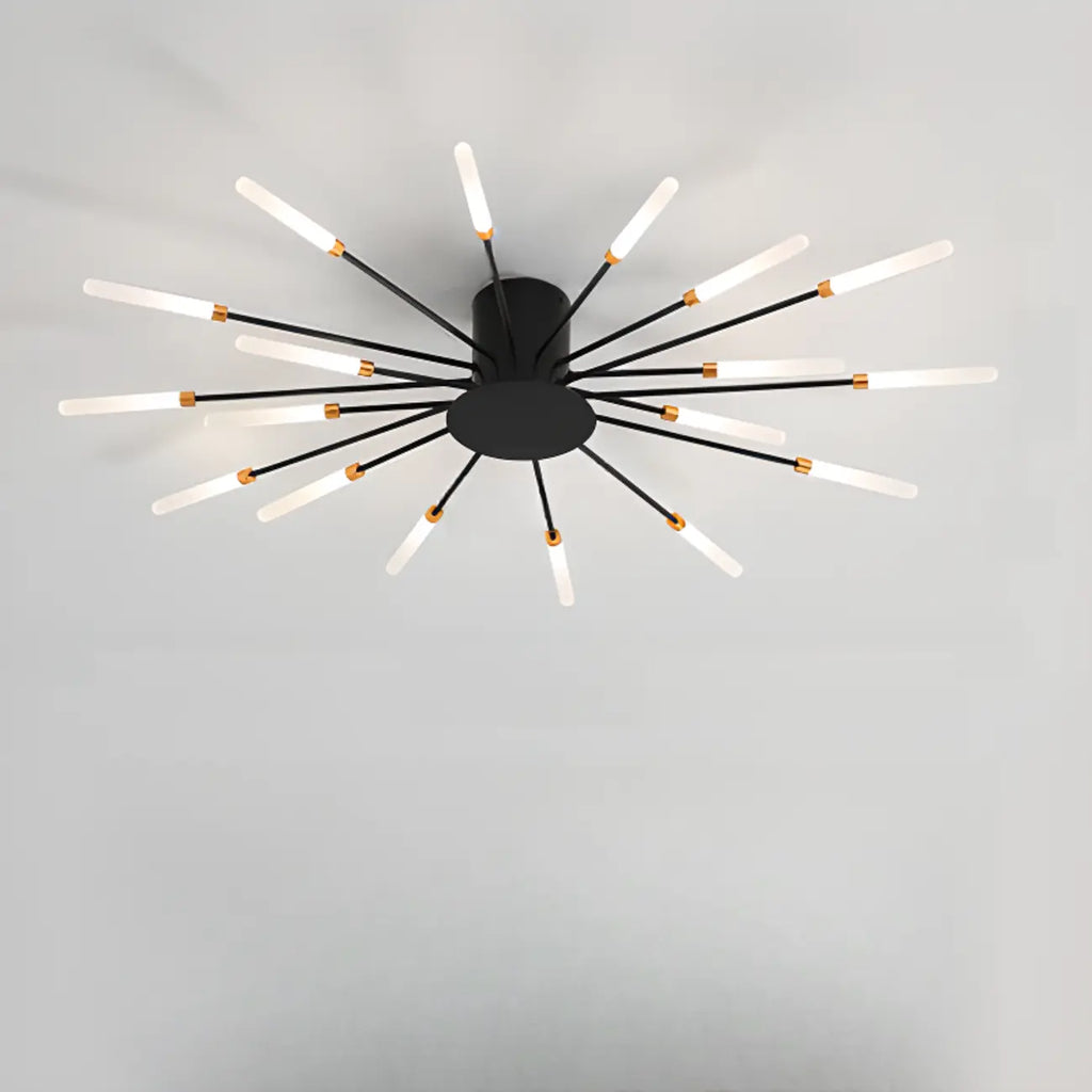 Plafonnier LED moderne doré à effet soleil