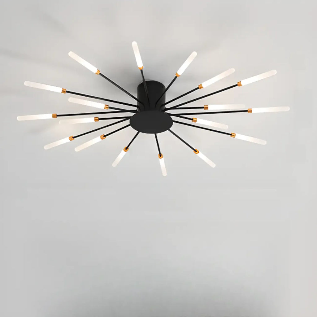 Plafonnier LED moderne doré à effet soleil