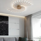 Plafonnier LED moderne doré à effet soleil