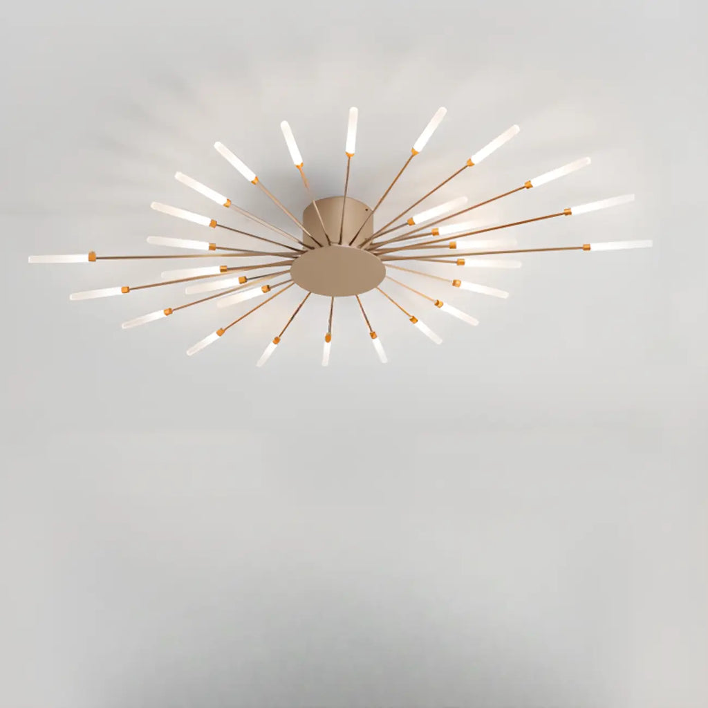 Plafonnier LED moderne doré à effet soleil