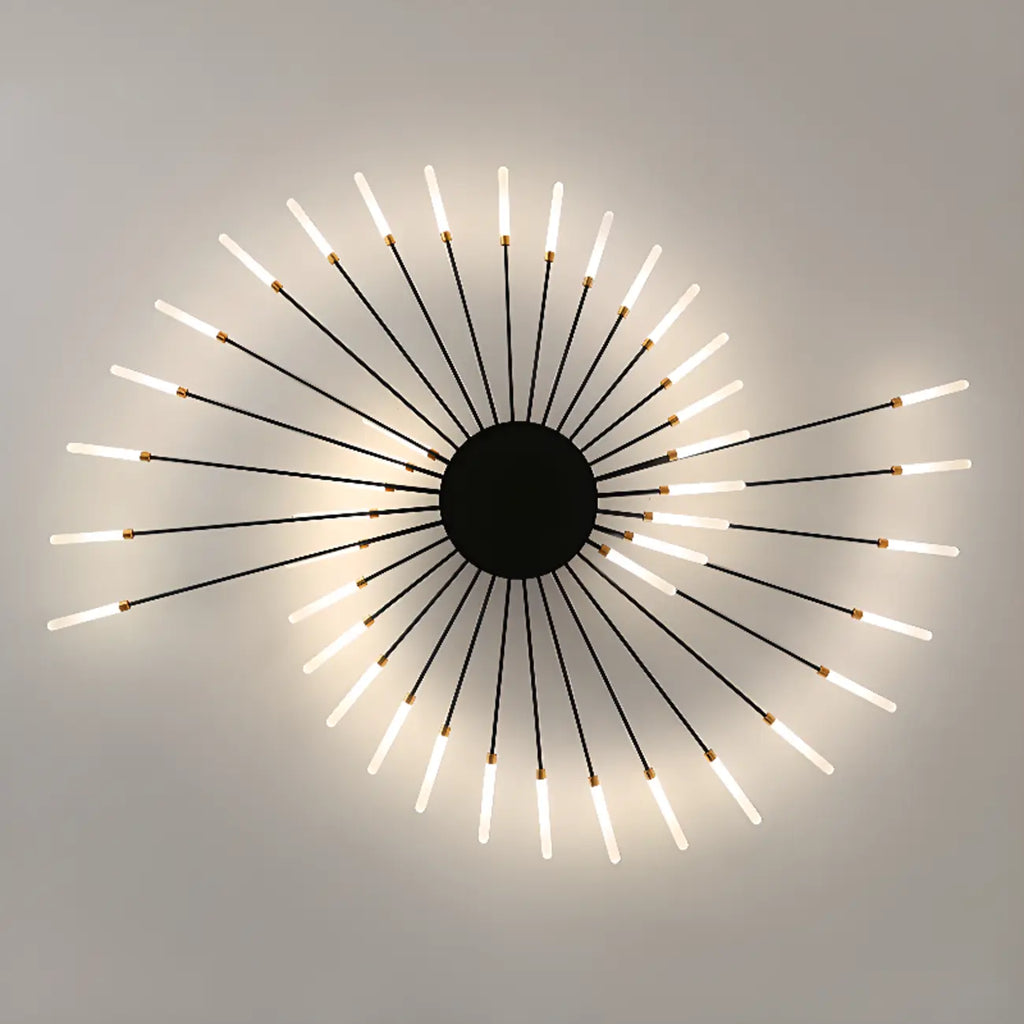 Plafonnier LED moderne doré à effet soleil