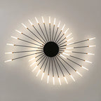 Plafonnier LED moderne doré à effet soleil