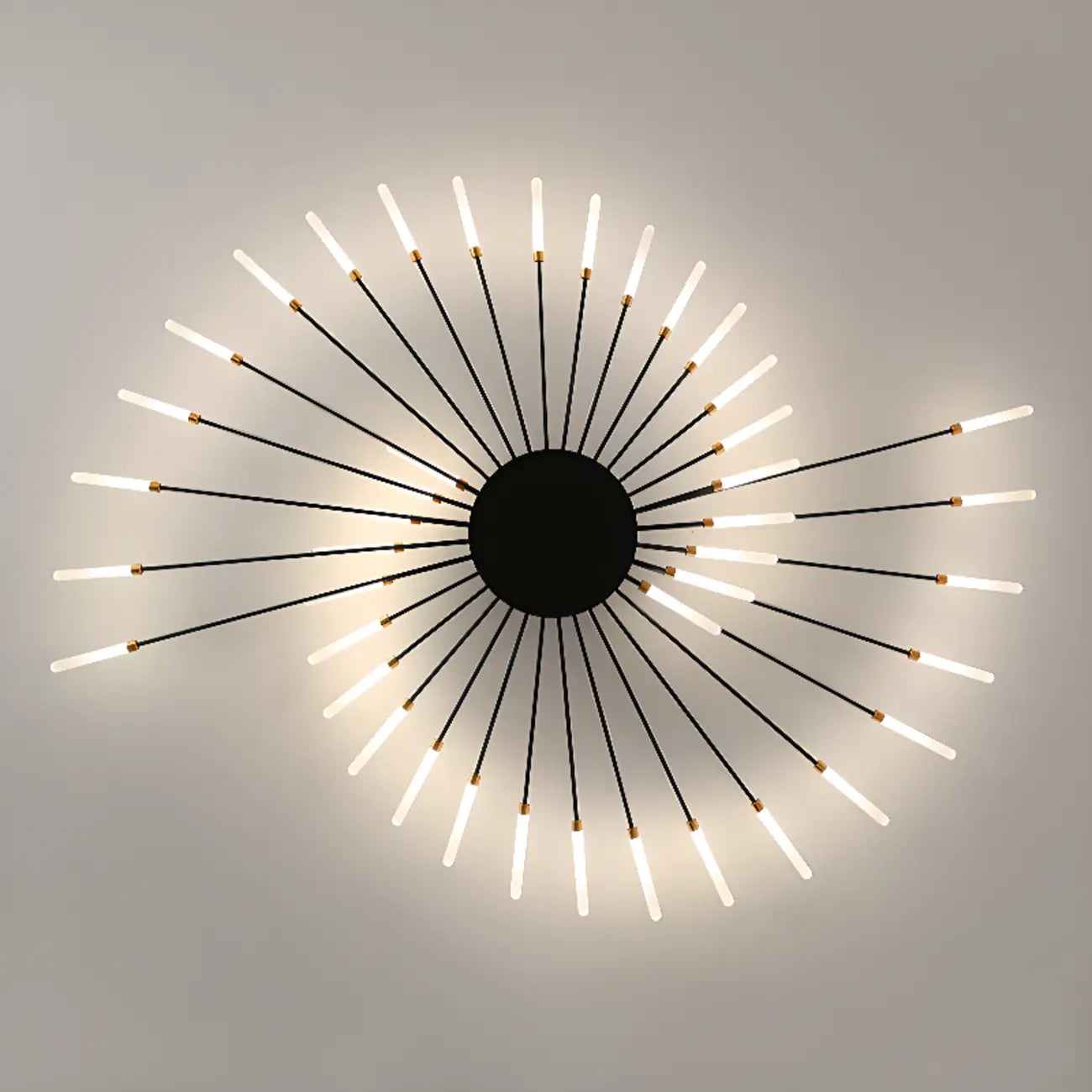 Plafonnier LED moderne doré à effet soleil