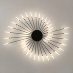 Plafonnier LED moderne doré à effet soleil