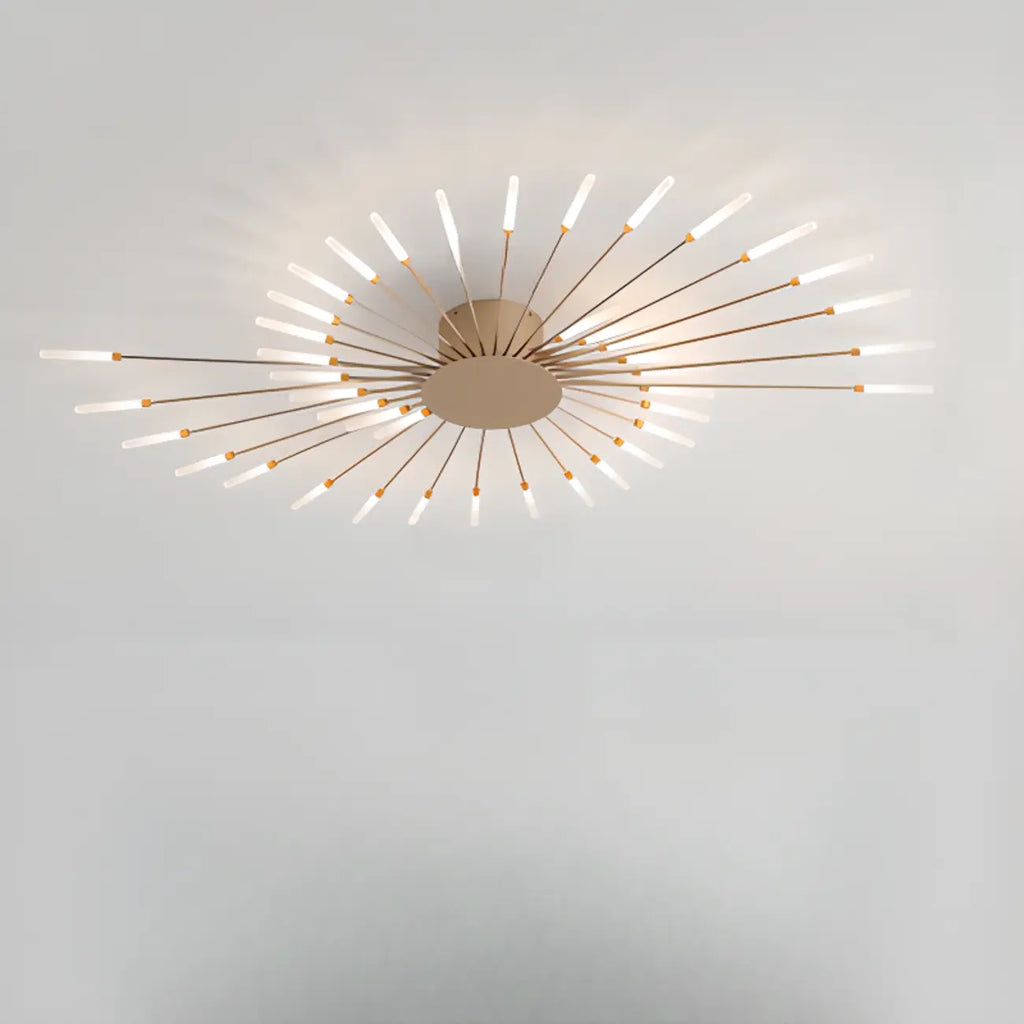 Plafonnier LED moderne doré à effet soleil