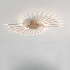 Plafonnier LED moderne doré à effet soleil