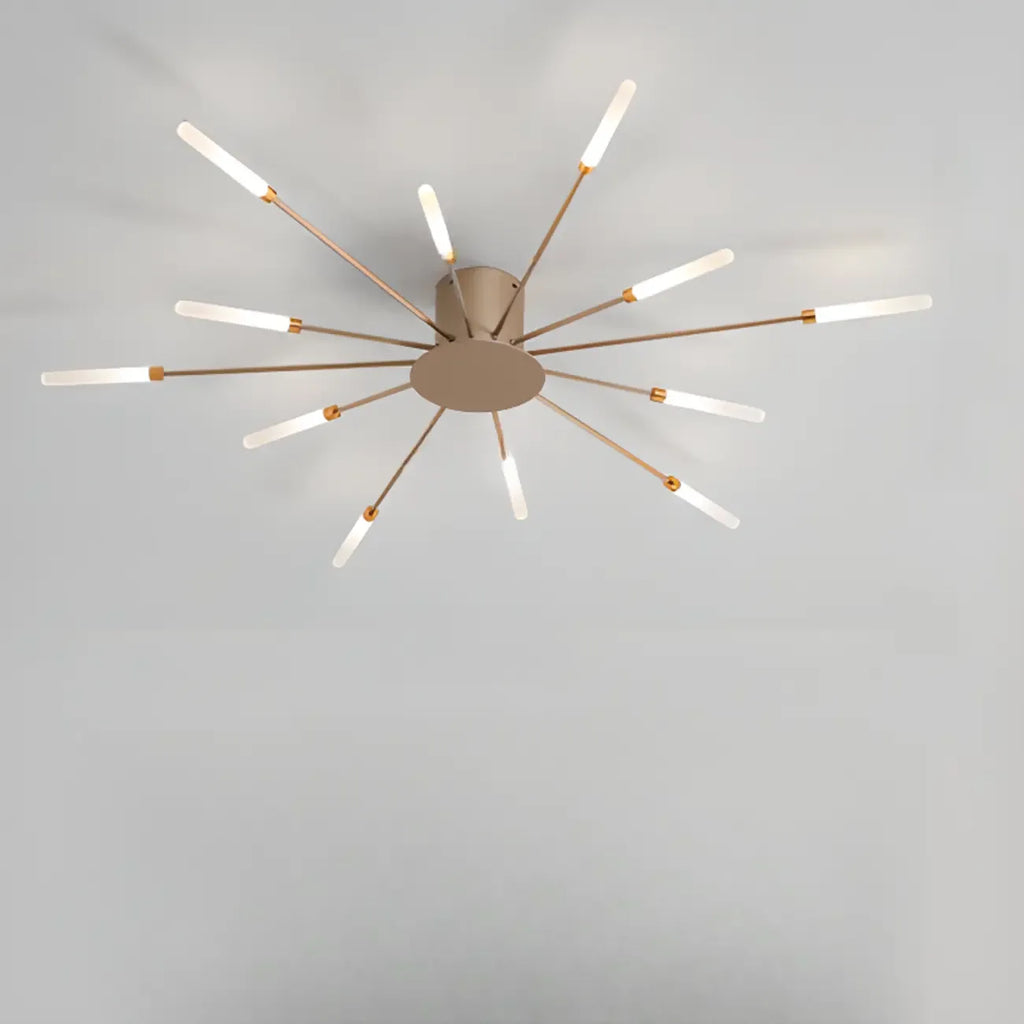 Plafonnier LED moderne doré à effet soleil