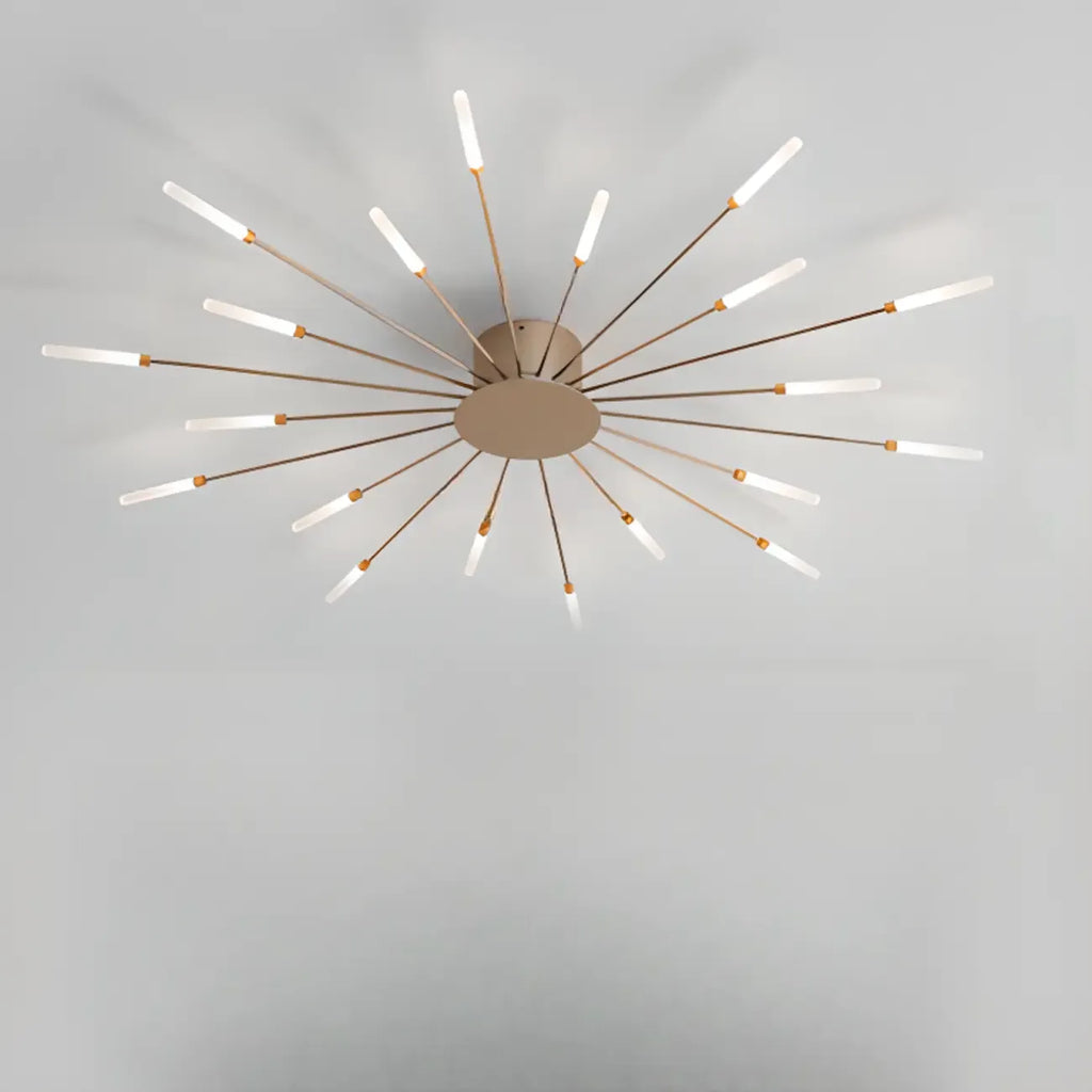 Plafonnier LED moderne doré à effet soleil