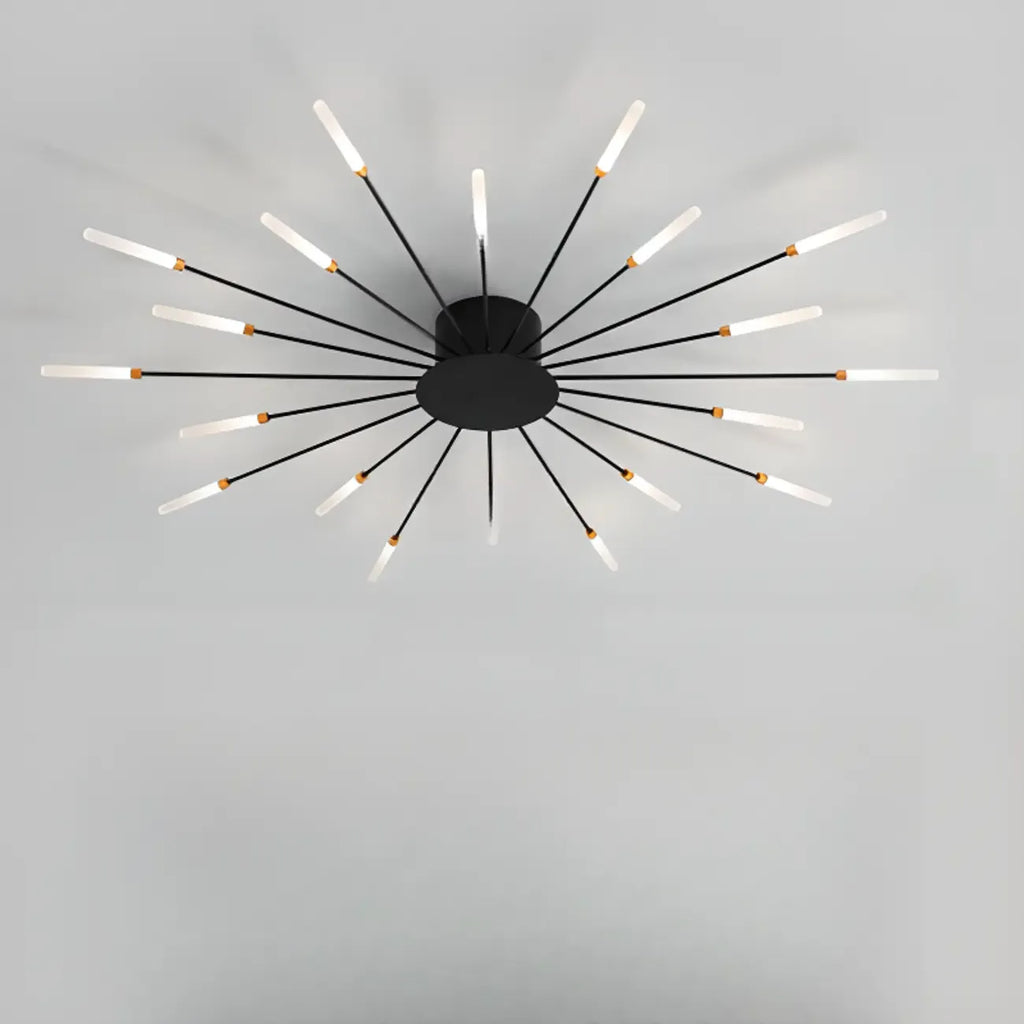 Plafonnier LED moderne doré à effet soleil