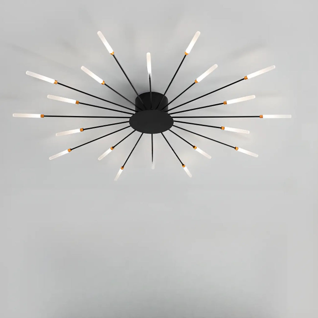 Plafonnier LED moderne doré à effet soleil