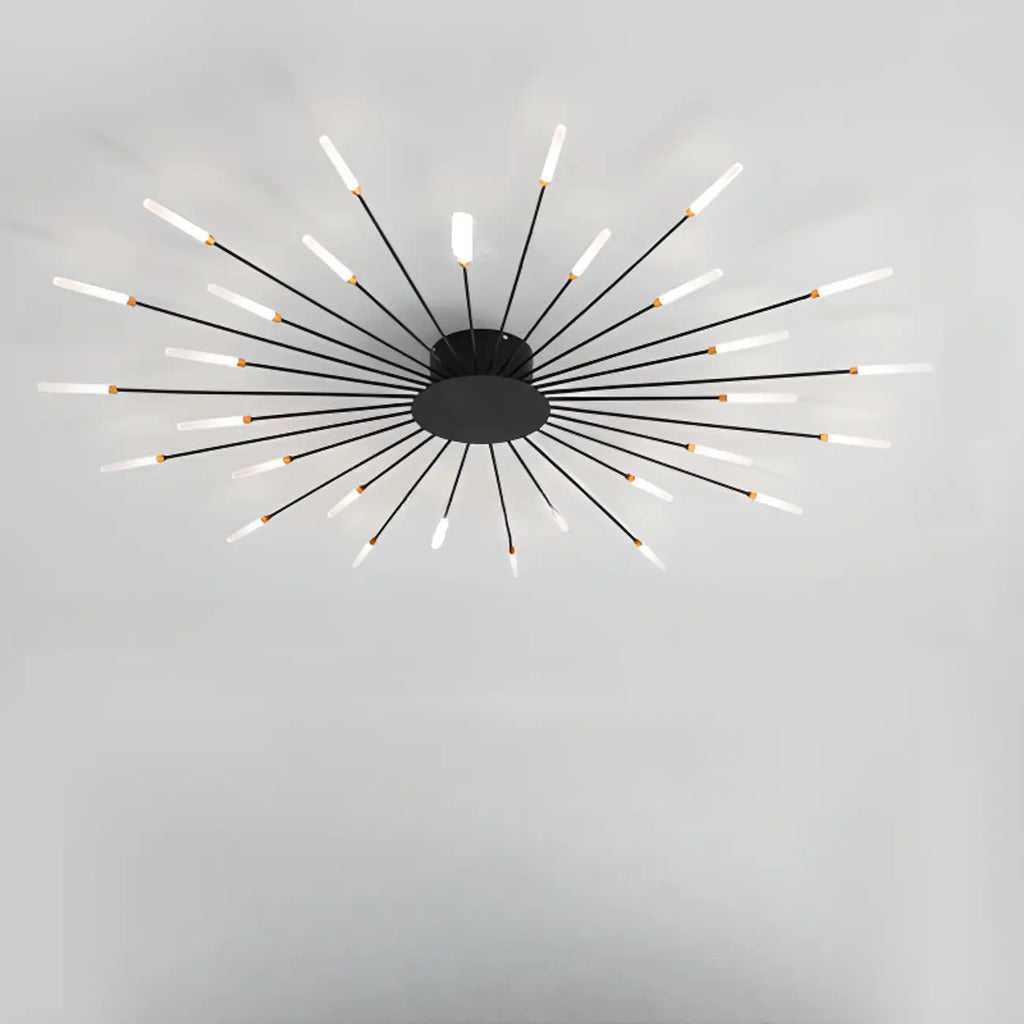 Plafonnier LED moderne doré à effet soleil