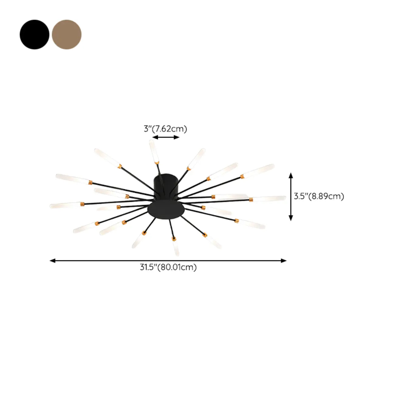 Plafonnier LED moderne doré à effet soleil