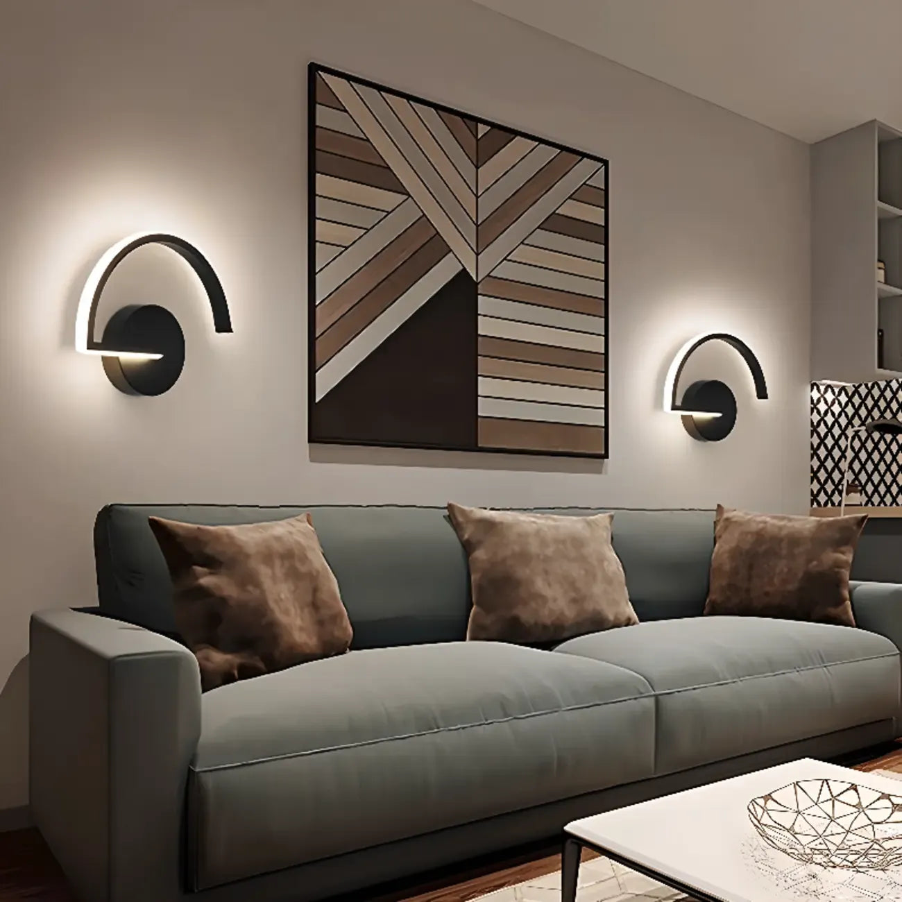 Applique murale LED noire minimaliste d'intérieur avec luminaire linéaire