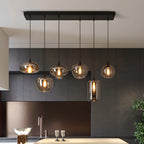 Suspension moderne en verre gris pour îlot de cuisine