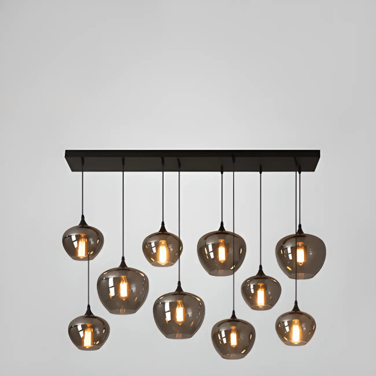 Suspension moderne en verre gris pour îlot de cuisine