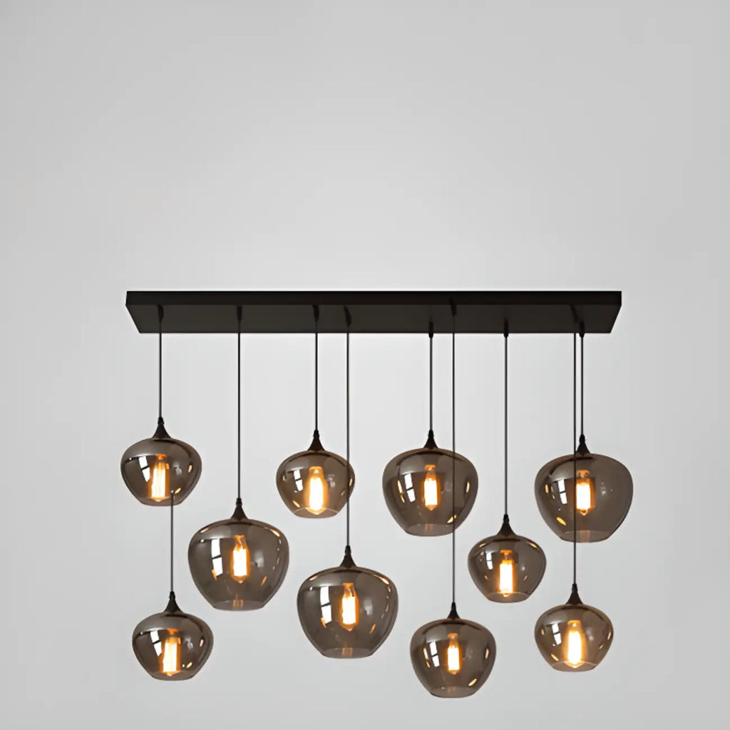 Suspension moderne en verre gris pour îlot de cuisine
