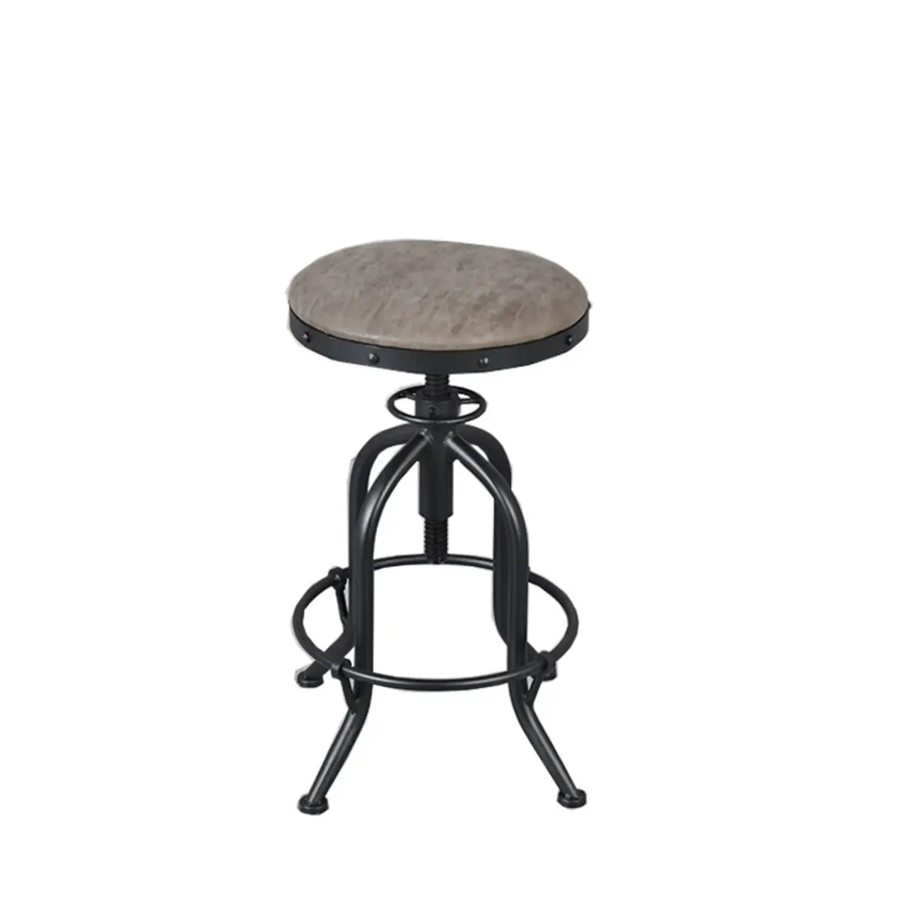 Tabourets de bar industriels ronds réglables en bois et métal avec dossier
