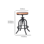Tabourets de bar industriels ronds réglables en bois et métal avec dossier