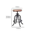 Tabourets de bar industriels ronds réglables en bois et métal avec dossier