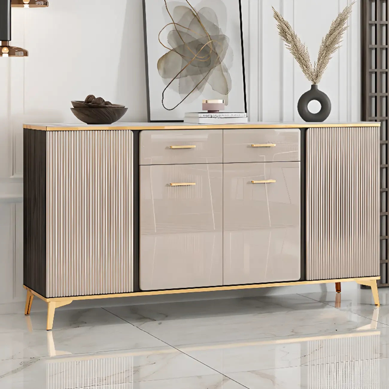 Buffet de salle à manger en bois réglable et élégant
