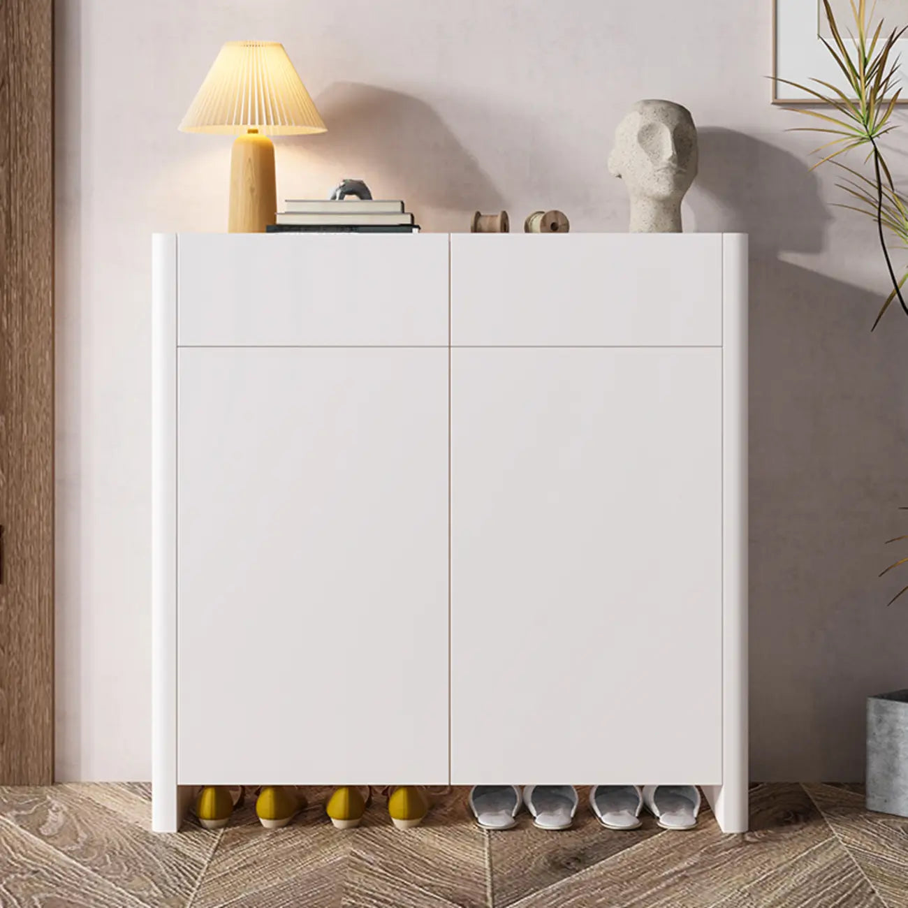 Meuble à chaussures d'entrée minimaliste en bois, réglable et à plusieurs niveaux