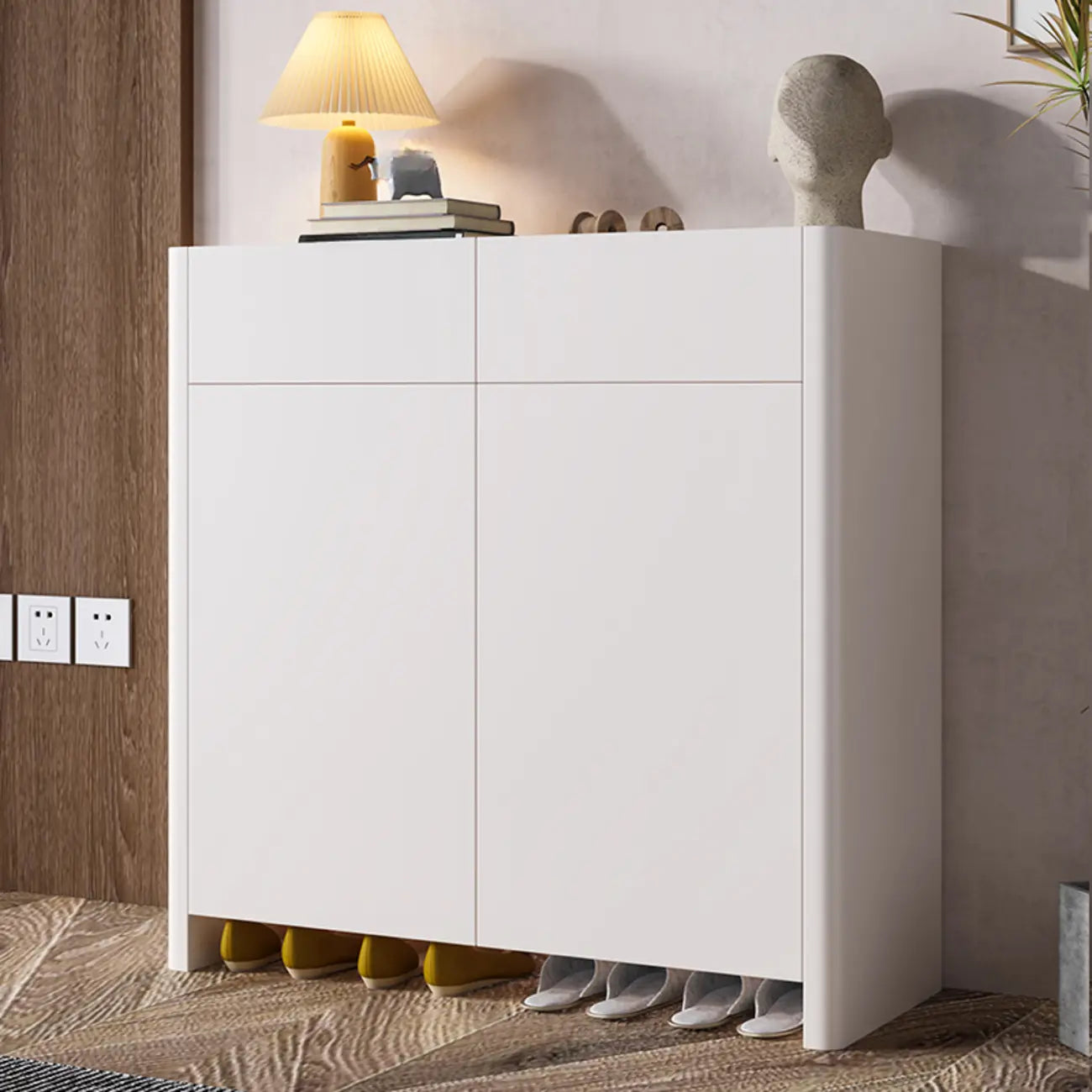 Meuble à chaussures d'entrée minimaliste en bois, réglable et à plusieurs niveaux