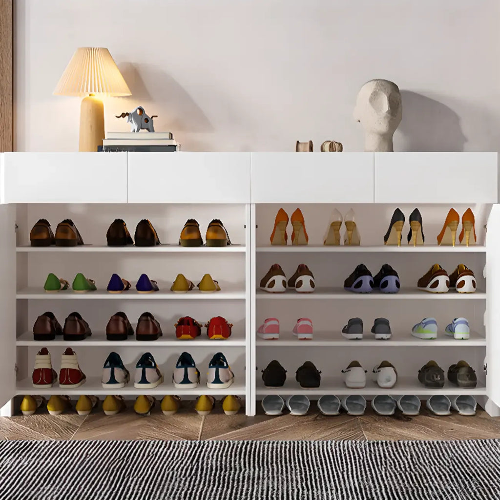 Meuble à chaussures d'entrée minimaliste en bois, réglable et à plusieurs niveaux
