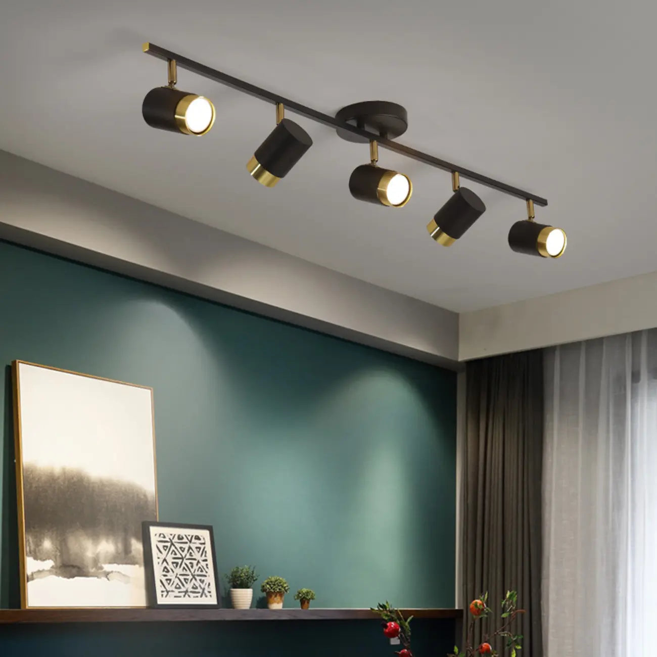 Plafoniera/spot a 4 luci LED dimmerabile, moderna, con testa regolabile