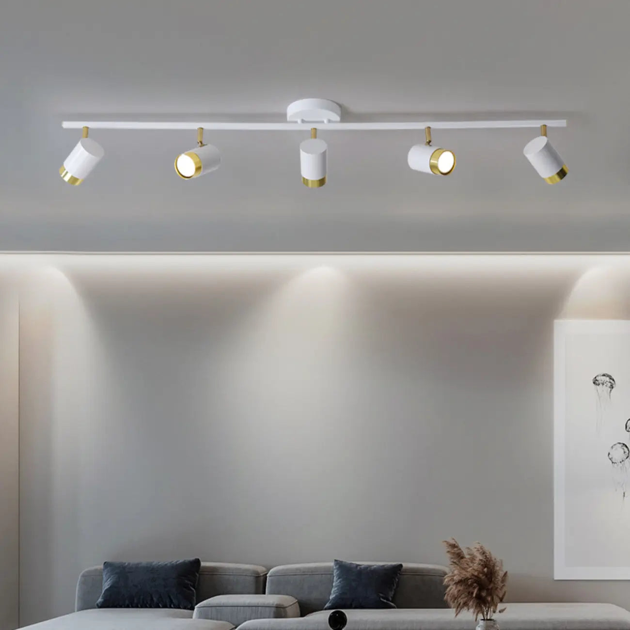 Plafoniera/spot a 4 luci LED dimmerabile, moderna, con testa regolabile