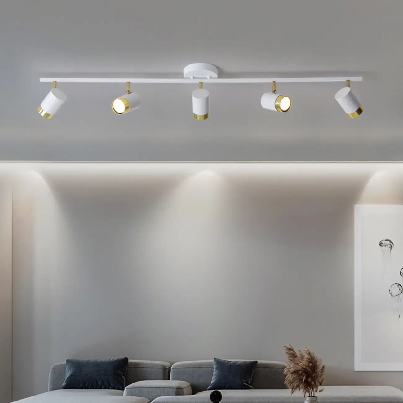 Plafoniera/spot a 4 luci LED dimmerabile, moderna, con testa regolabile