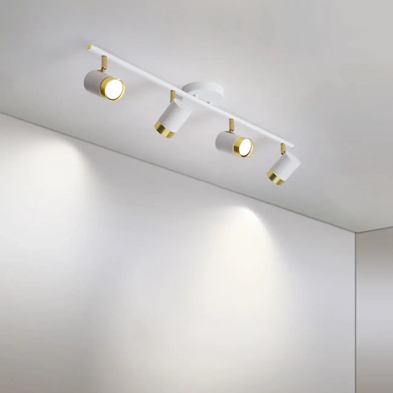 Plafoniera/spot a 4 luci LED dimmerabile, moderna, con testa regolabile