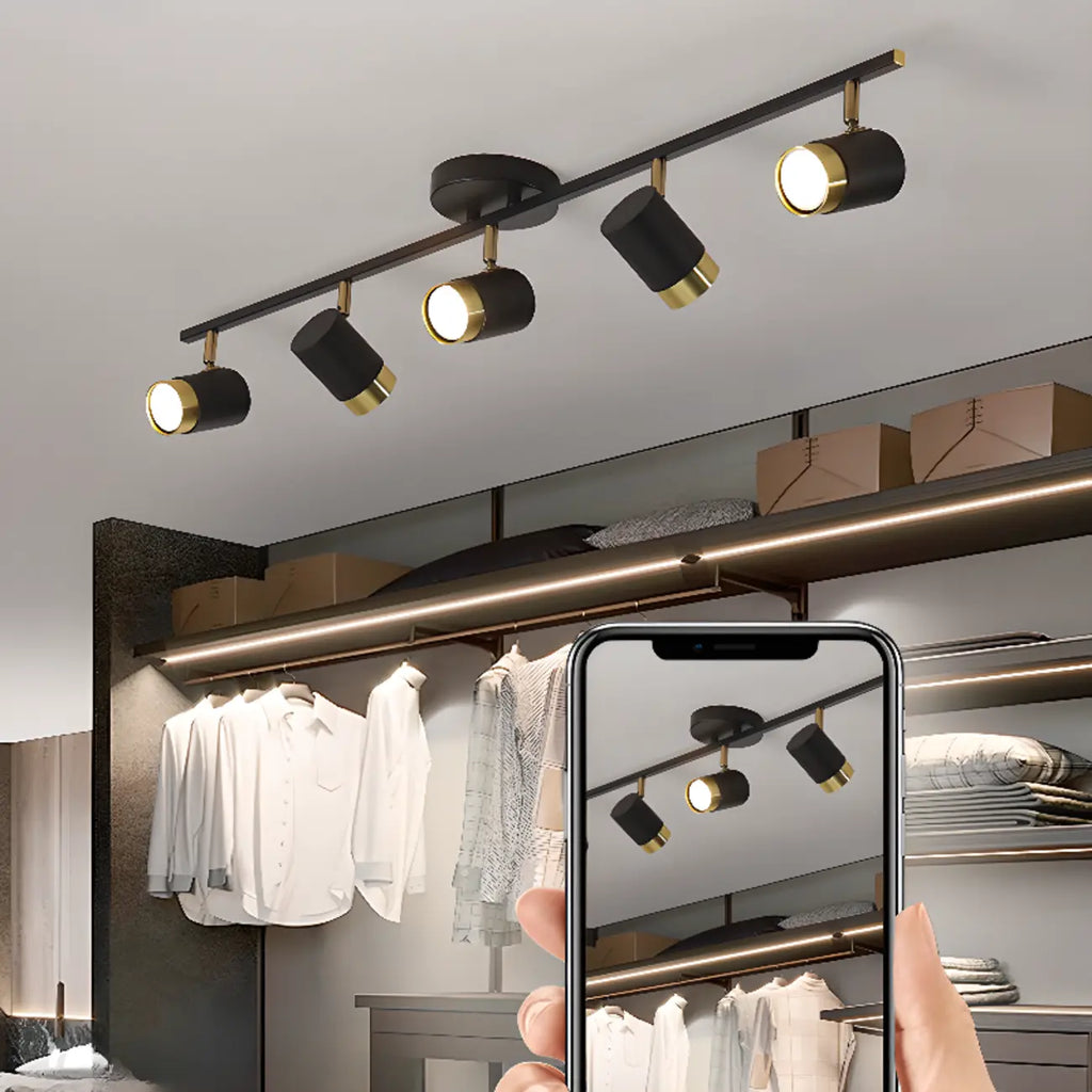 Plafoniera/spot a 4 luci LED dimmerabile, moderna, con testa regolabile