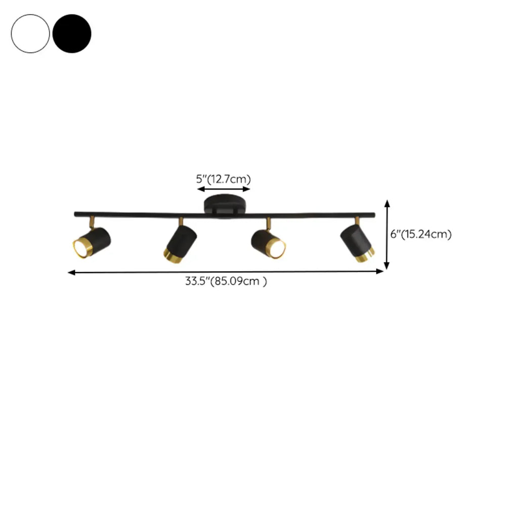 Plafoniera/spot a 4 luci LED dimmerabile, moderna, con testa regolabile