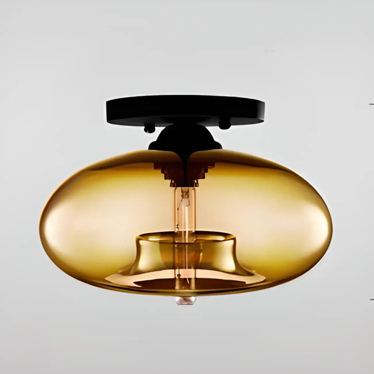 Plafonnier semi-encastré industriel avec abat-jour cylindrique en verre transparent