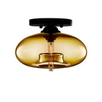 Plafonnier semi-encastré industriel avec abat-jour cylindrique en verre transparent