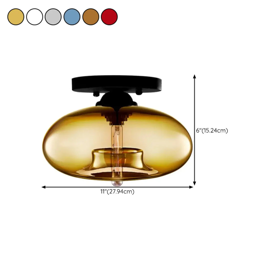 Plafonnier semi-encastré industriel avec abat-jour cylindrique en verre transparent