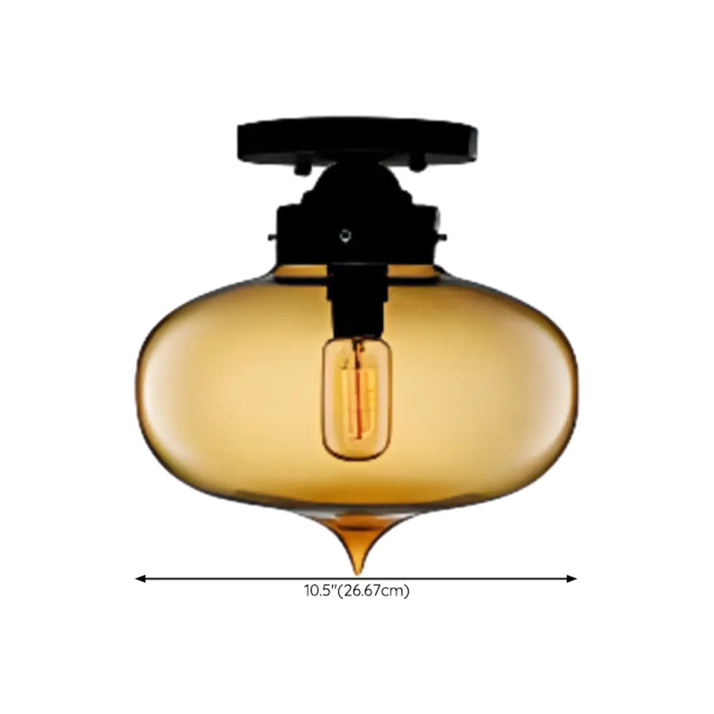 Plafonnier semi-encastré industriel avec abat-jour cylindrique en verre transparent