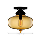 Plafonnier semi-encastré industriel avec abat-jour cylindrique en verre transparent