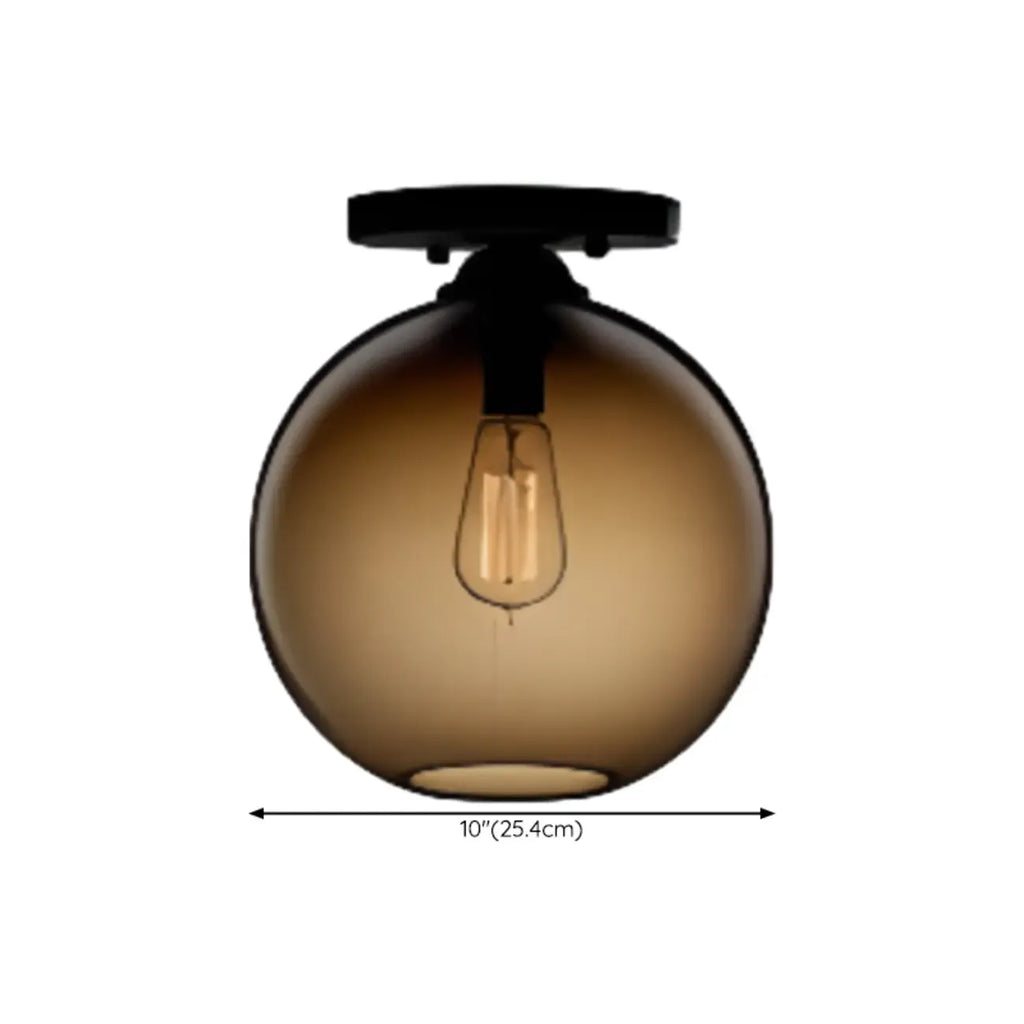 Plafonnier semi-encastré industriel avec abat-jour cylindrique en verre transparent