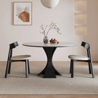 Table de salle à manger ronde en bois noir, moderne et simple