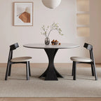 Table de salle à manger ronde en bois noir, moderne et simple