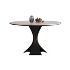 Table de salle à manger ronde en bois noir, moderne et simple