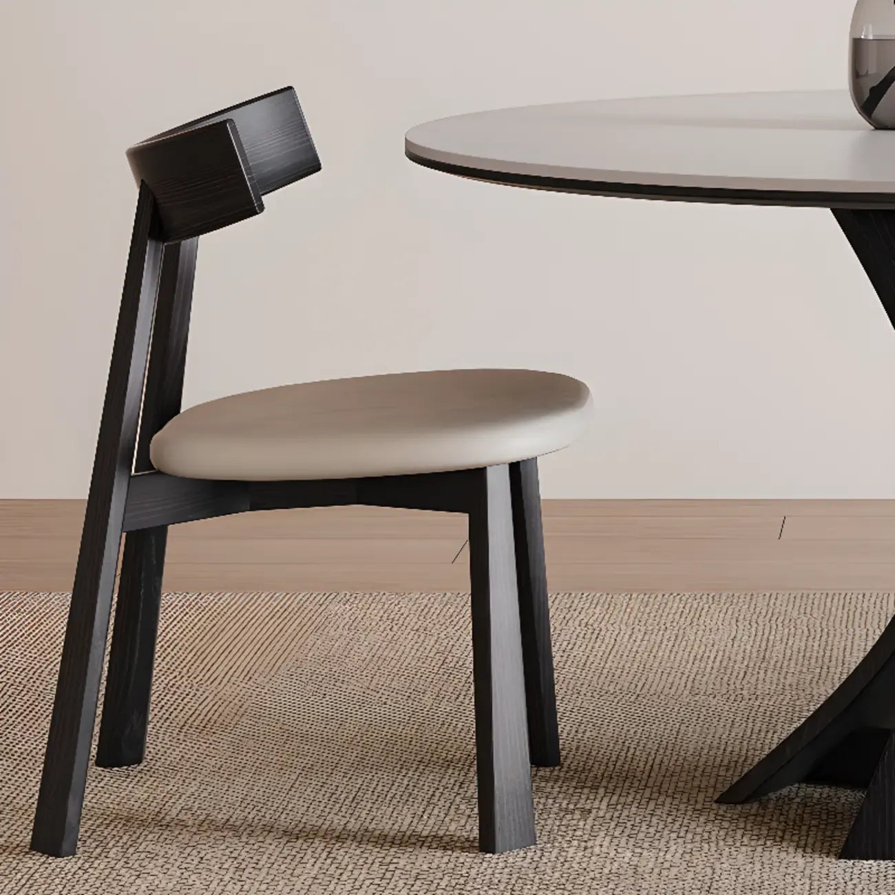 Table de salle à manger ronde en bois noir, moderne et simple