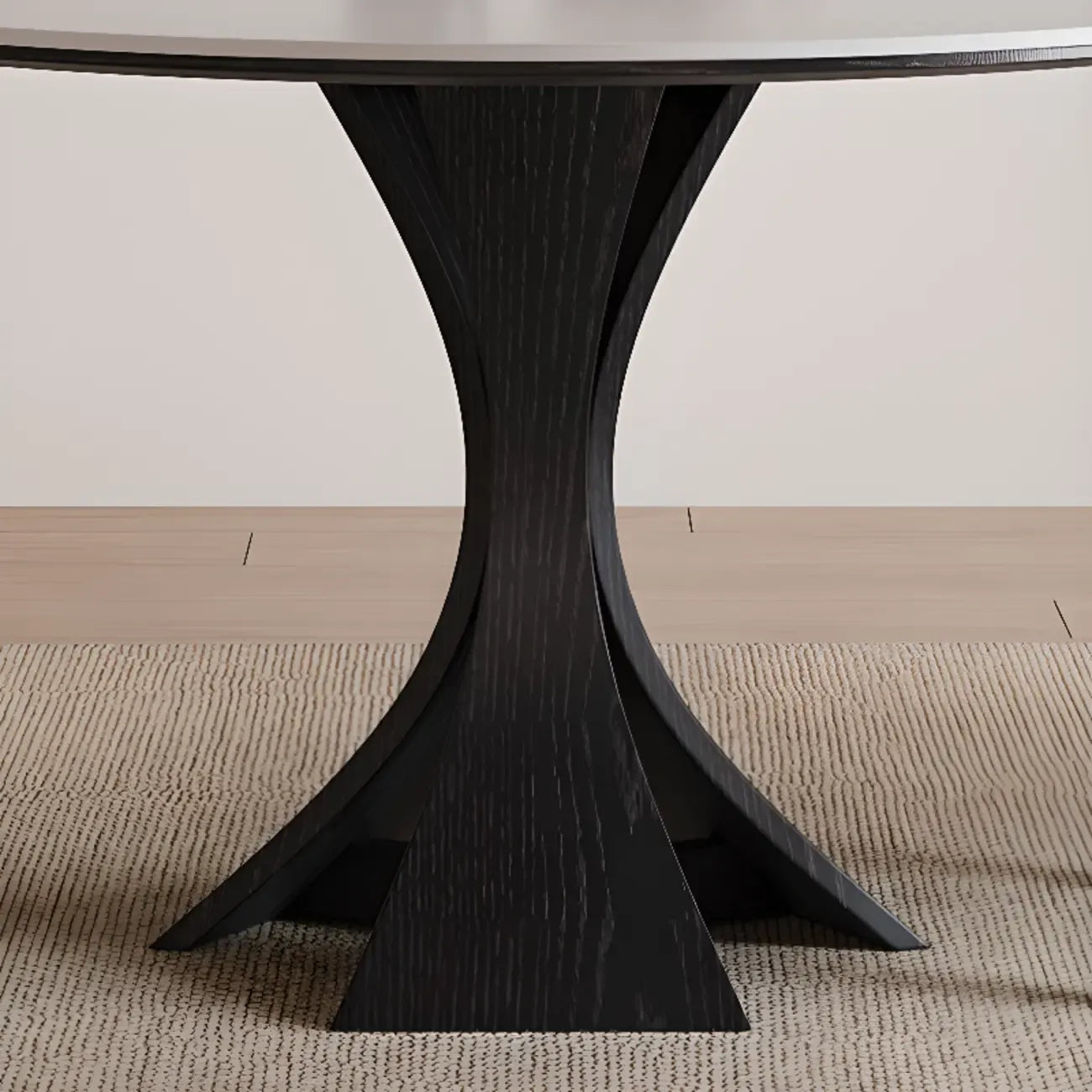 Table de salle à manger ronde en bois noir, moderne et simple