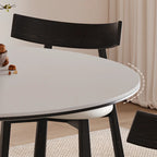 Table de salle à manger ronde en bois noir, moderne et simple